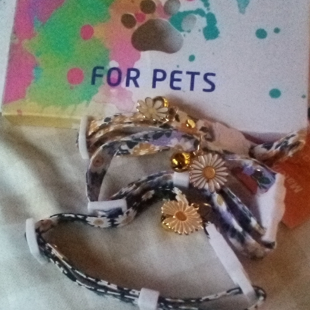 NWT! 3 Floral Design Kitty Collars w/ Bell & Charm